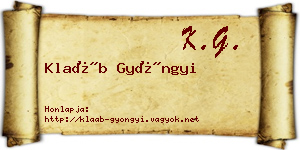 Klaáb Gyöngyi névjegykártya
